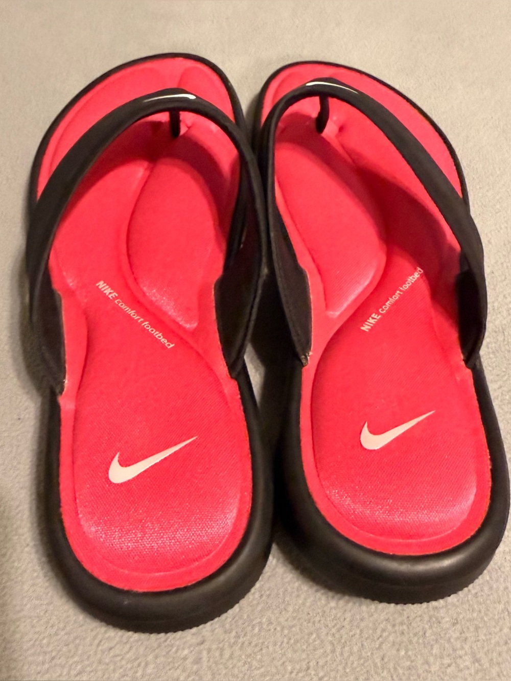 Nike Black & Hot Pink Sandals - Comfort Footbed Flip Flops / Thong - Womens 9 - Picture 5 of 8